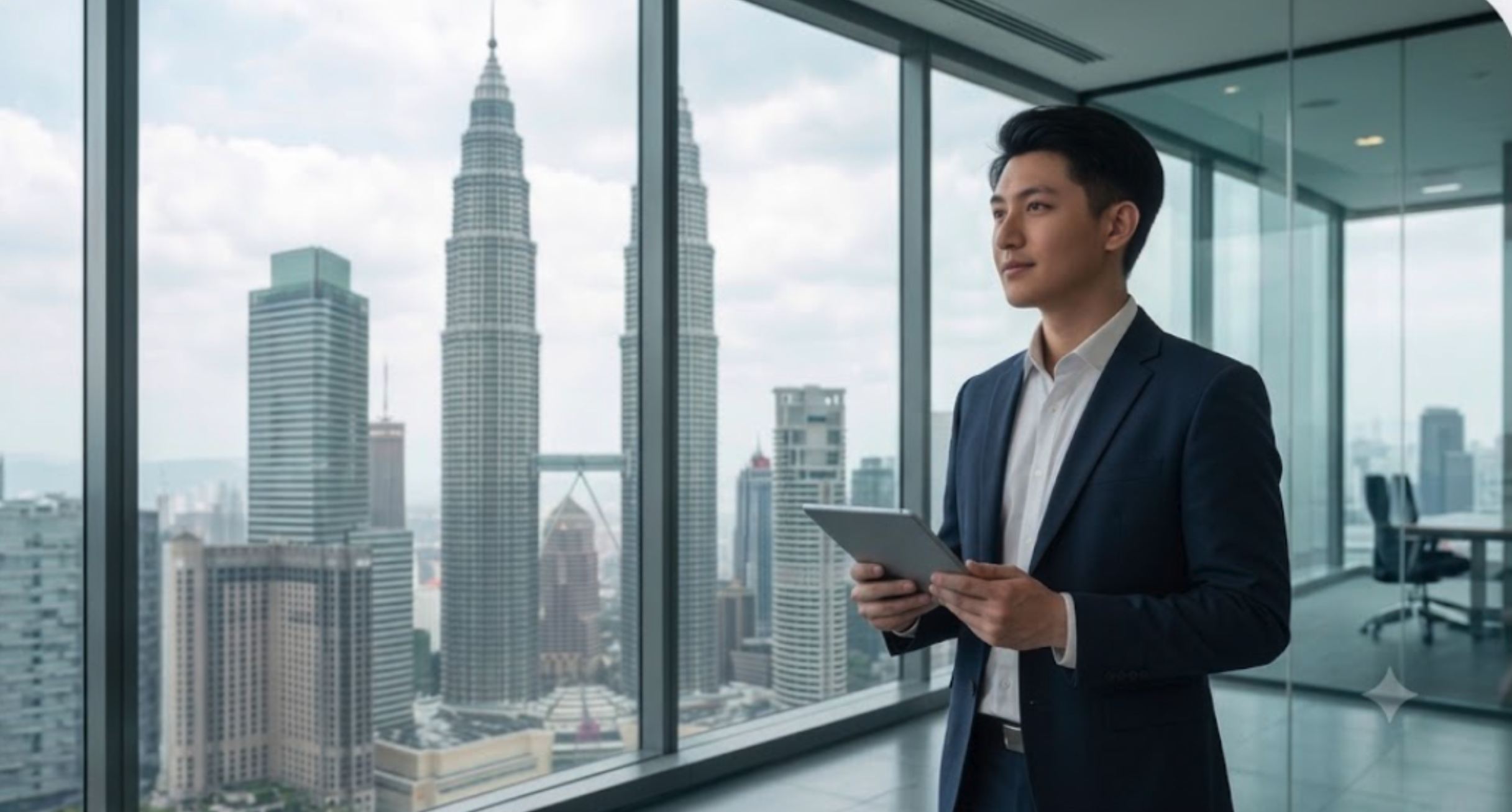 Modern professional office with city views