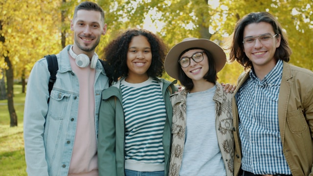 Diverse international students on campus